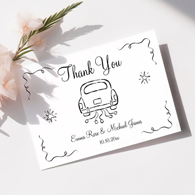 Whimsical Hand Drawn Wedding  Thank You Card (Creator Uploaded)