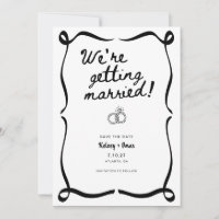 Whimsical Hand Drawn We're Getting Married 