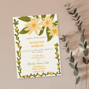Whimsical Hand Drawn Wildflower Meadow Daisy Invitation
