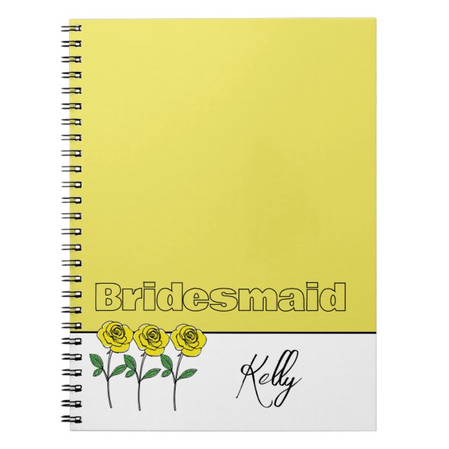 Whimsical Hand Drawn Yellow Roses Notebook (Front)