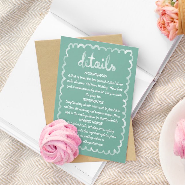 Whimsical Hand Illustrated Olive Green White Frame Enclosure Card (Creator Uploaded)