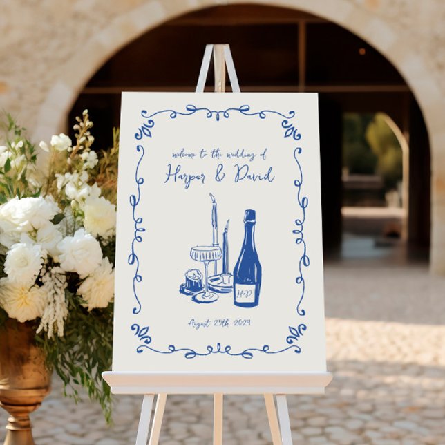 Whimsical Hand Lettered Illustrated Dinner Wedding Poster (Creator Uploaded)