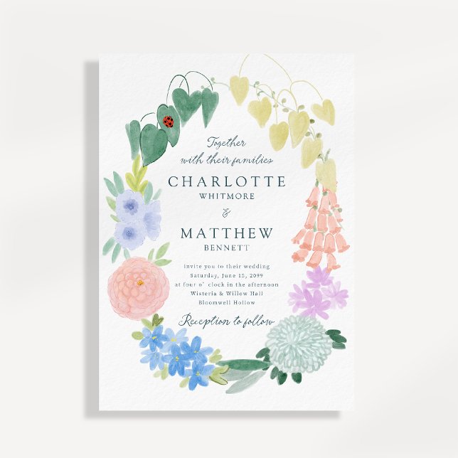 Whimsical Hand Painted Floral Wedding Invitation (Creator Uploaded)