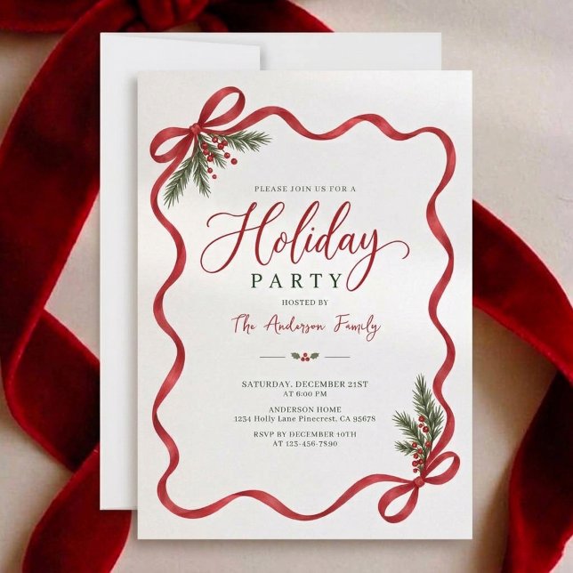 Whimsical Hand Written Script Christmas Party Invitation (Creator Uploaded)