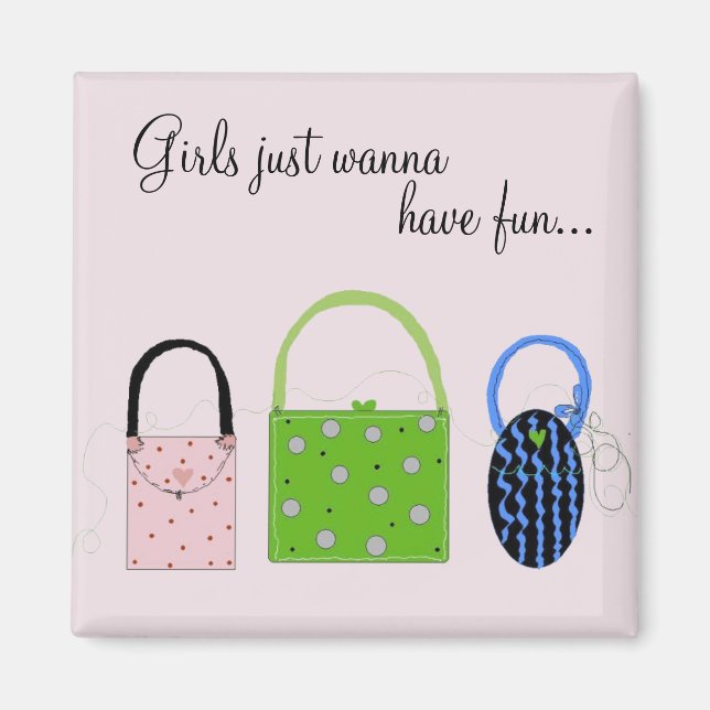 Whimsical Handbags with Cute Saying Magnet (Front)