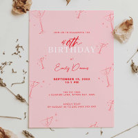 Whimsical Handdrawn martini 40th Birthday Party
