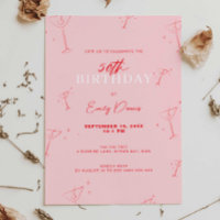 Whimsical Handdrawn martini 50th Birthday Party