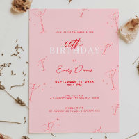 Whimsical Handdrawn martini 60th Birthday Party