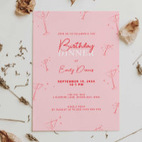 Whimsical Handdrawn martini Birthday dinner