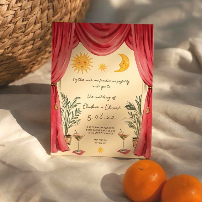 Whimsical Handpainted Sun and Moon Wedding Invitat Invitation (Creator Uploaded)