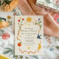 Whimsical Handpainted Sun and Moon Wedding