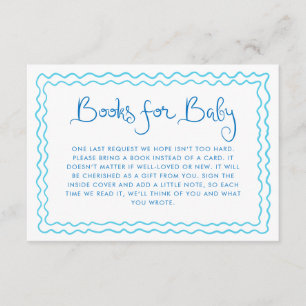 Whimsical Handwritten Blue Books for Baby Enclosure Card
