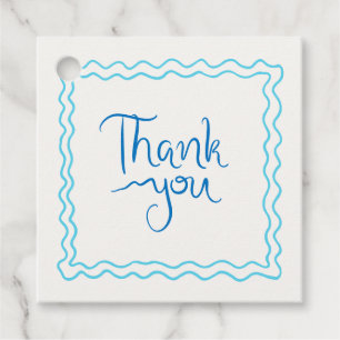 Whimsical Handwritten Blue Thank You Favour Tags