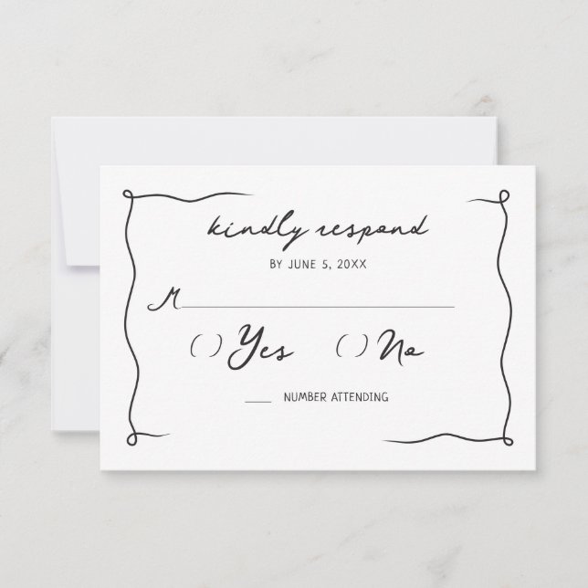 Whimsical Handwritten Cherry Wedding RSVP Card (Front)