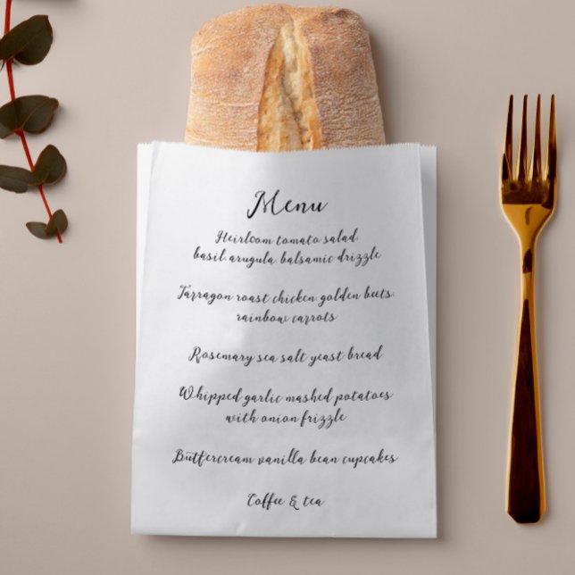 Whimsical Handwritten Custom Menu Bakery Bag (Creator Uploaded)