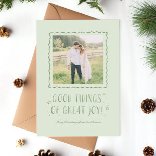 Whimsical Handwritten Good Tidings Christmas Holiday Card