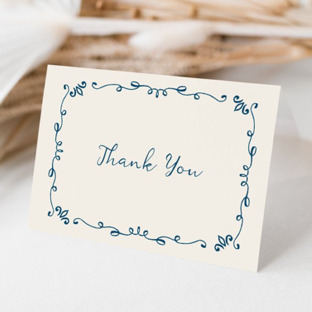 Whimsical Handwritten Illustrated Wedding Details Thank You Card (Creator Uploaded)