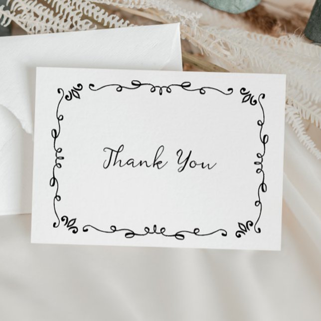 Whimsical Handwritten Illustrated Wedding Details Thank You Card (Creator Uploaded)