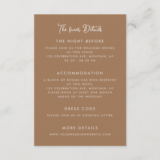 Whimsical Handwritten Wedding Details Enclosure Card (Front)