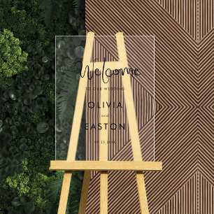 Whimsical Handwritten Wedding Welcome Acrylic Sign