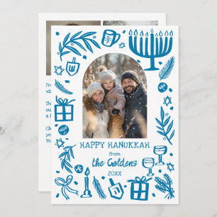 Whimsical Hanukkah Cute Custom Arch 3 PHOTO  Holiday Card
