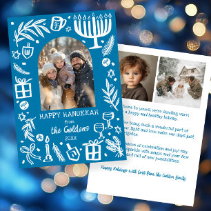 Whimsical Hanukkah Cute Custom Arch 3 PHOTO  Holiday Card