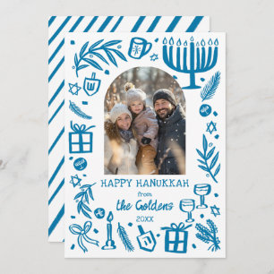 Whimsical Hanukkah Cute Custom Arch PHOTO  Holiday Card