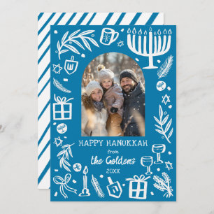 Whimsical Hanukkah Cute Custom Arch PHOTO  Holiday Card