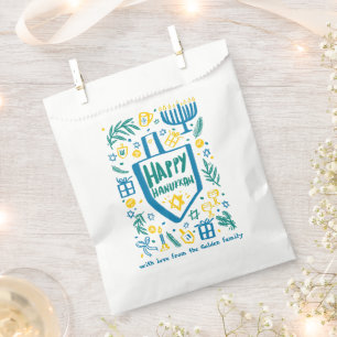 Whimsical Hanukkah Holiday Cute Driedel Custom Favour Bags
