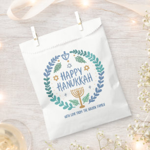 Whimsical Hanukkah Holiday Menorah Dreidel Custom Favour Bags