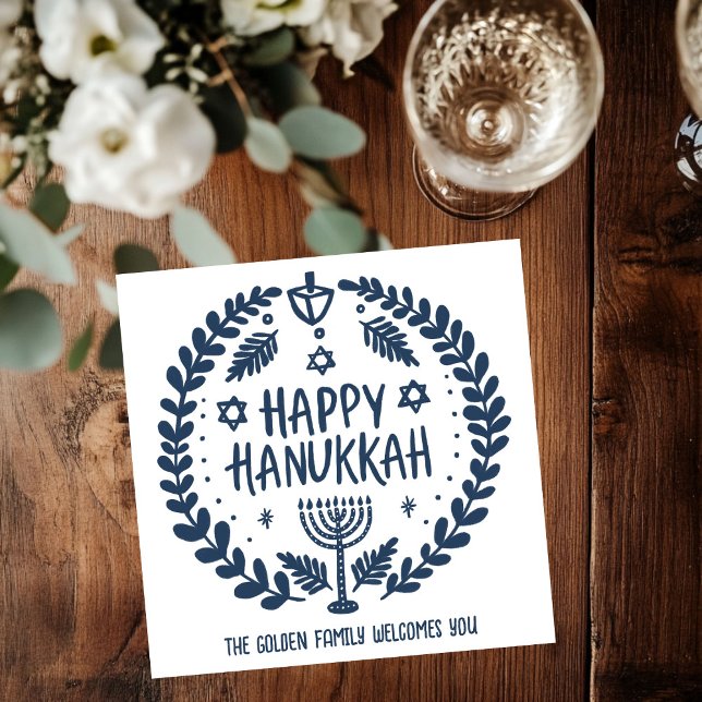 Whimsical Hanukkah Holiday Menorah Dreidel Custom Napkin (Whimsical Hanukkah Holiday Menorah Dreidel Custom Napkins
)