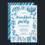 Whimsical Hanukkah Holiday Party Cute Custom Invitation<br><div class="desc">Perfect cute card for a fun holiday party invitation! Hand made art for you! Perfect for a winter, hanukkah, holiday party or other event. FULLY CUSTOMIZABLE! Click on “Personalise” above to edit the text. Click "edit using design tool" to adjust the fonts, colours and placements. (check my shop for alternate...</div>