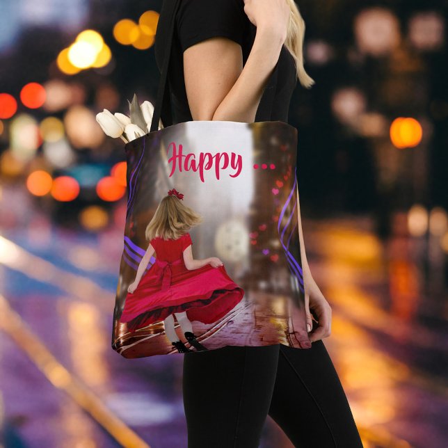 Whimsical Happy Dance Girl Tote Bag (Creator Uploaded)