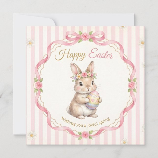Whimsical Happy Easter Greeting Card (Front)