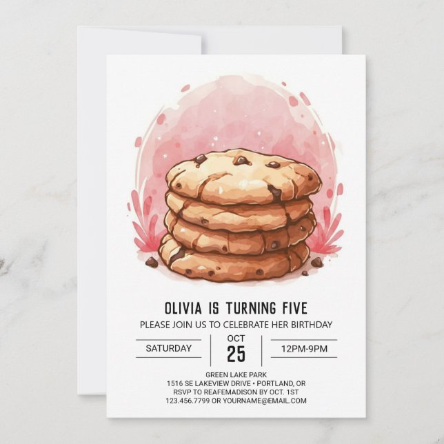 Whimsical Happy Editable Cookies Birthday Invitation (Front)