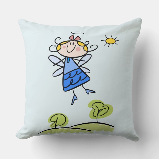 Whimsical Happy Flying Angel Fairy Cushion (Front)
