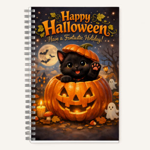 Whimsical happy Halloween spiral note Notebook