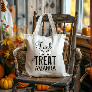 Whimsical Happy Halloween Typography Treat Candy Tote Bag