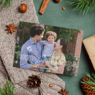 Whimsical Happy Holidays Snowflakes Photo Card