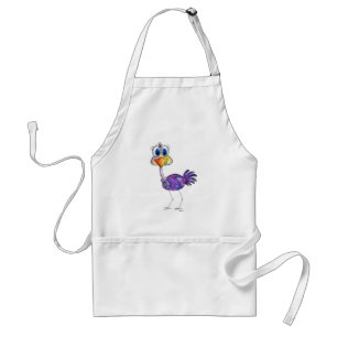 Whimsical Happy Purple Ostrich Standard Apron