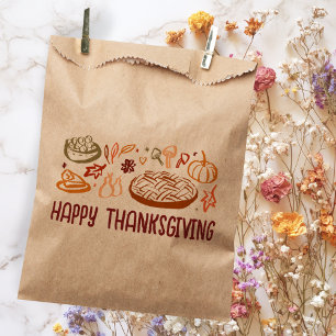 Whimsical Happy Thanksgiving Friendsgiving Custom Favour Bags
