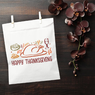 Whimsical Happy Thanksgiving Friendsgiving Custom Favour Bags