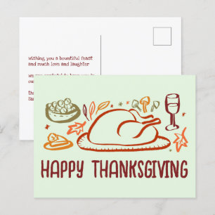 Whimsical Happy Thanksgiving Friendsgiving Custom Postcard