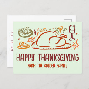 Whimsical Happy Thanksgiving Friendsgiving Custom Postcard