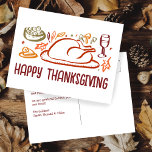 Whimsical Happy Thanksgiving Friendsgiving Custom Postcard<br><div class="desc">Perfect cute postcard to wish happy thanksgiving to family, friends or colleagues! Hand made art for you! Perfect for a Thanksgiving holiday or Friendsgiving - change the text for your needs. FULLY CUSTOMIZABLE! Click on “Personalise” above to edit the text on the front and back. Click "edit using design tool"...</div>