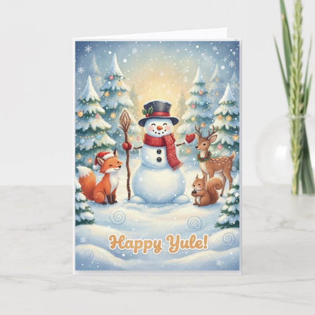 Whimsical Happy Yule card (Front)