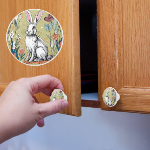 Whimsical Hare Ceramic Knob