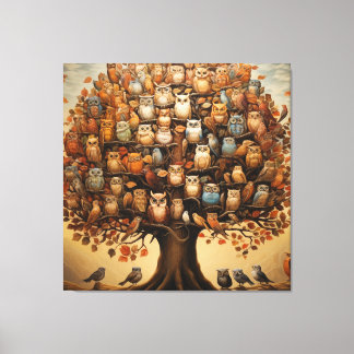 Whimsical Haven: The Owl-Adorned Arboretum Canvas Print