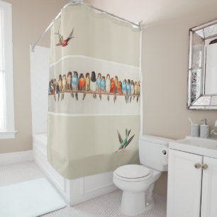 Whimsical Haven: The Vintage Bird Perch P - A Deli Shower Curtain