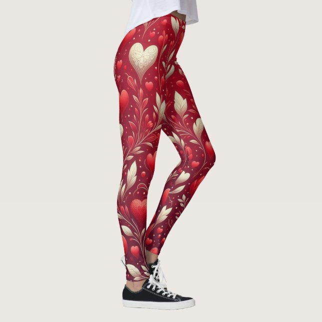 Whimsical Heart and Leaves Leggings (Right)
